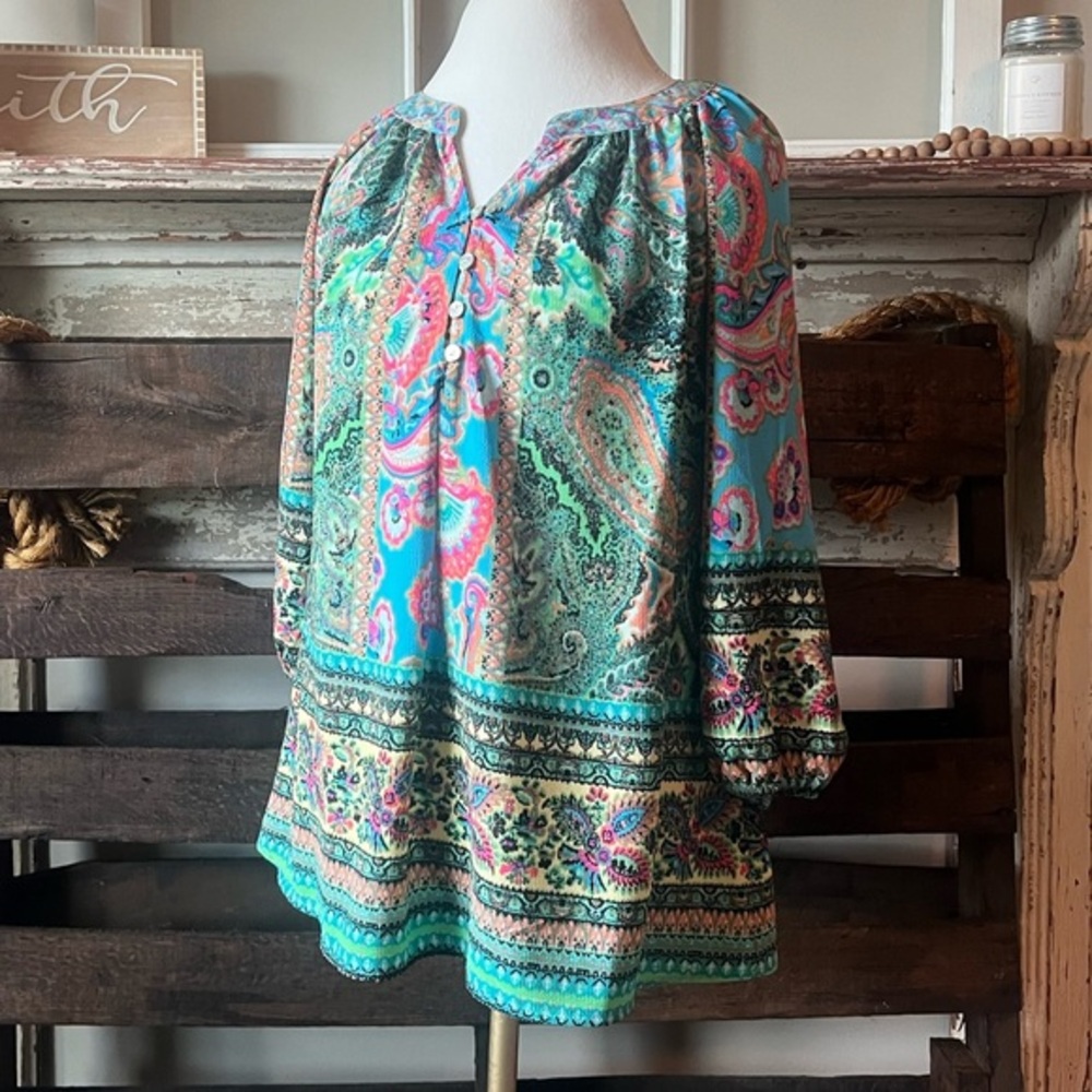 NEW DIRECTIONS Tunic Blouse Multicolored 0X